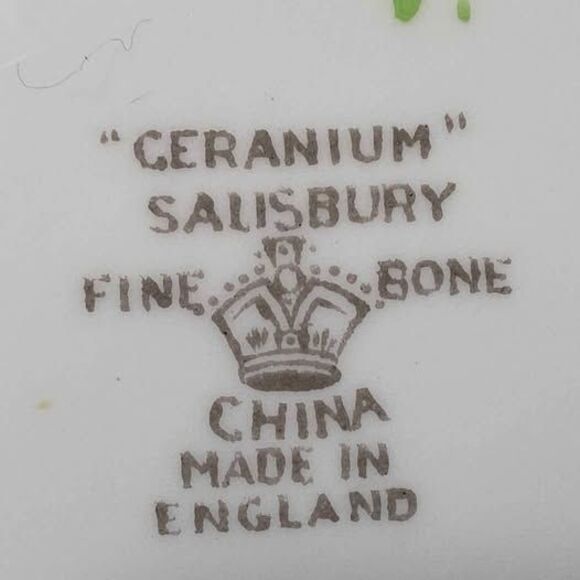 Salisbury Teacup and Saucer Pink Geraniums Vintage - Picture 7 of 8